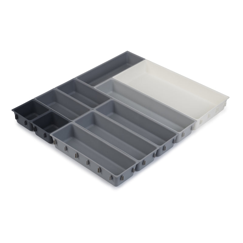 Set di organizer per cassetti grigio da 10 pezzi