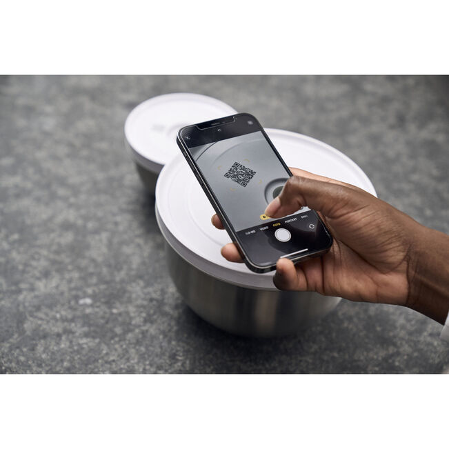 Set di ciotole sottovuoto S/M/L / 6-pz., acciaio inox, bianco-acciaio