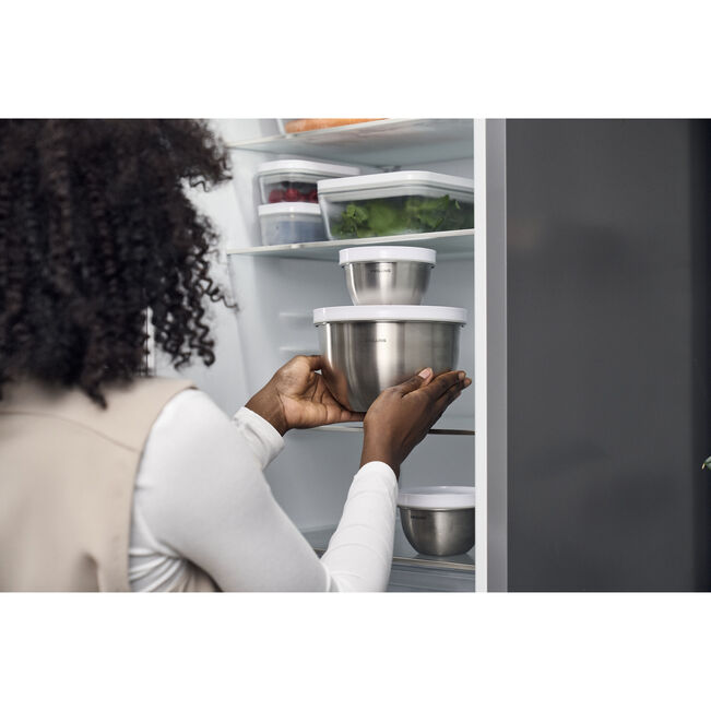 Set di ciotole sottovuoto S/M/L / 6-pz., acciaio inox, bianco-acciaio