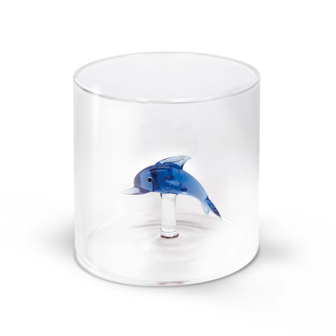 Bicchiere in vetro borosilicato - 250 ml / Decoro Delfino