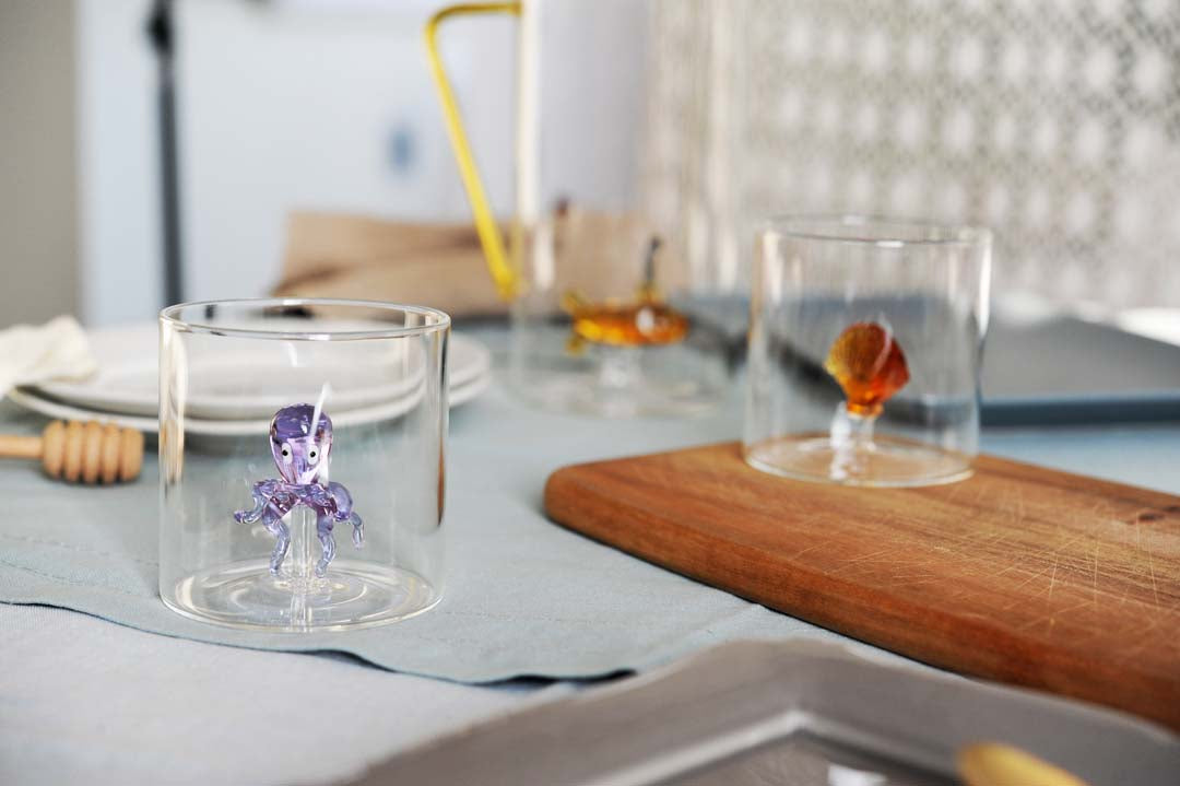 Bicchiere in vetro borosilicato - 250 ml / Decoro Polipo