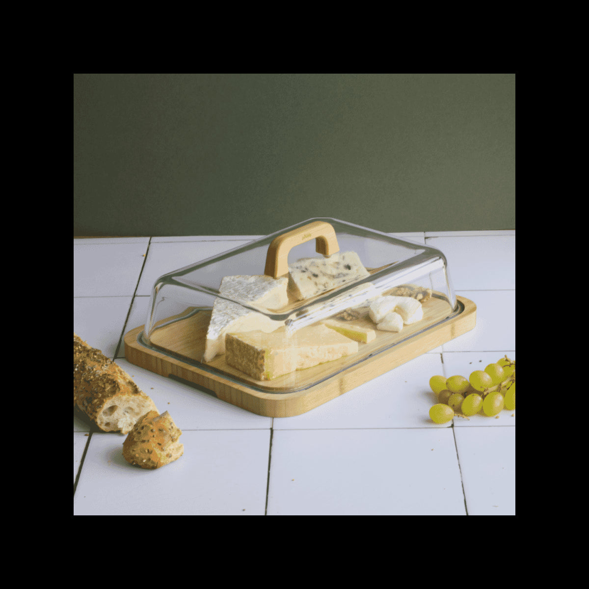 SAS N2J Cheese box glass/bamboo L 34 x 25 x 9,5 cm