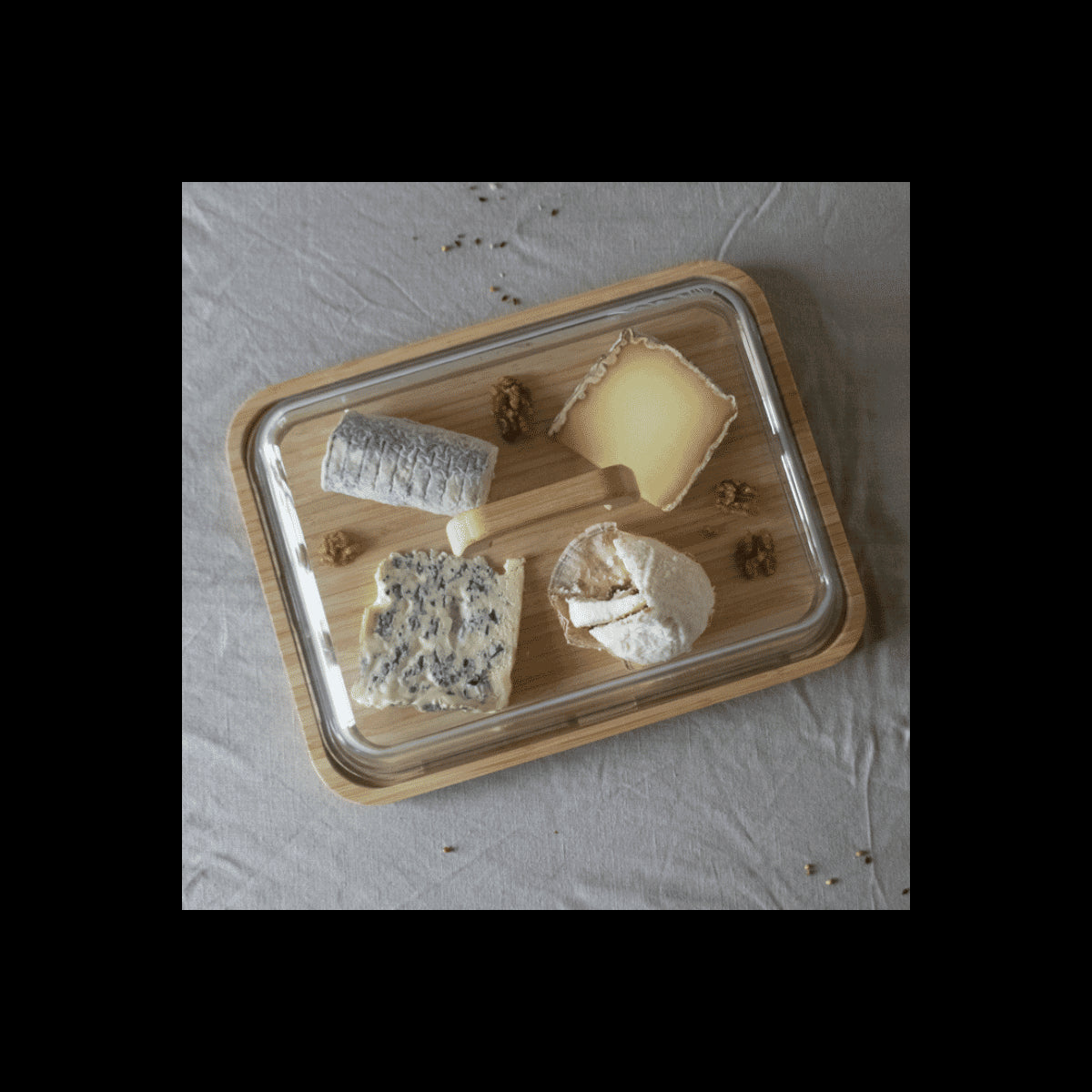 SAS N2J Cheese box glass/bamboo L 34 x 25 x 9,5 cm