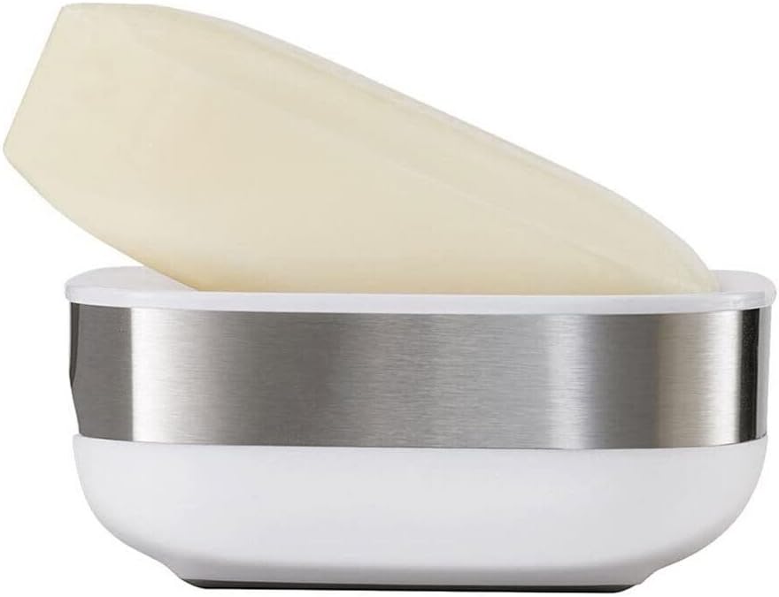 SLIM - Porta Saponetta Compatto / Bianco -Acciaio Inox