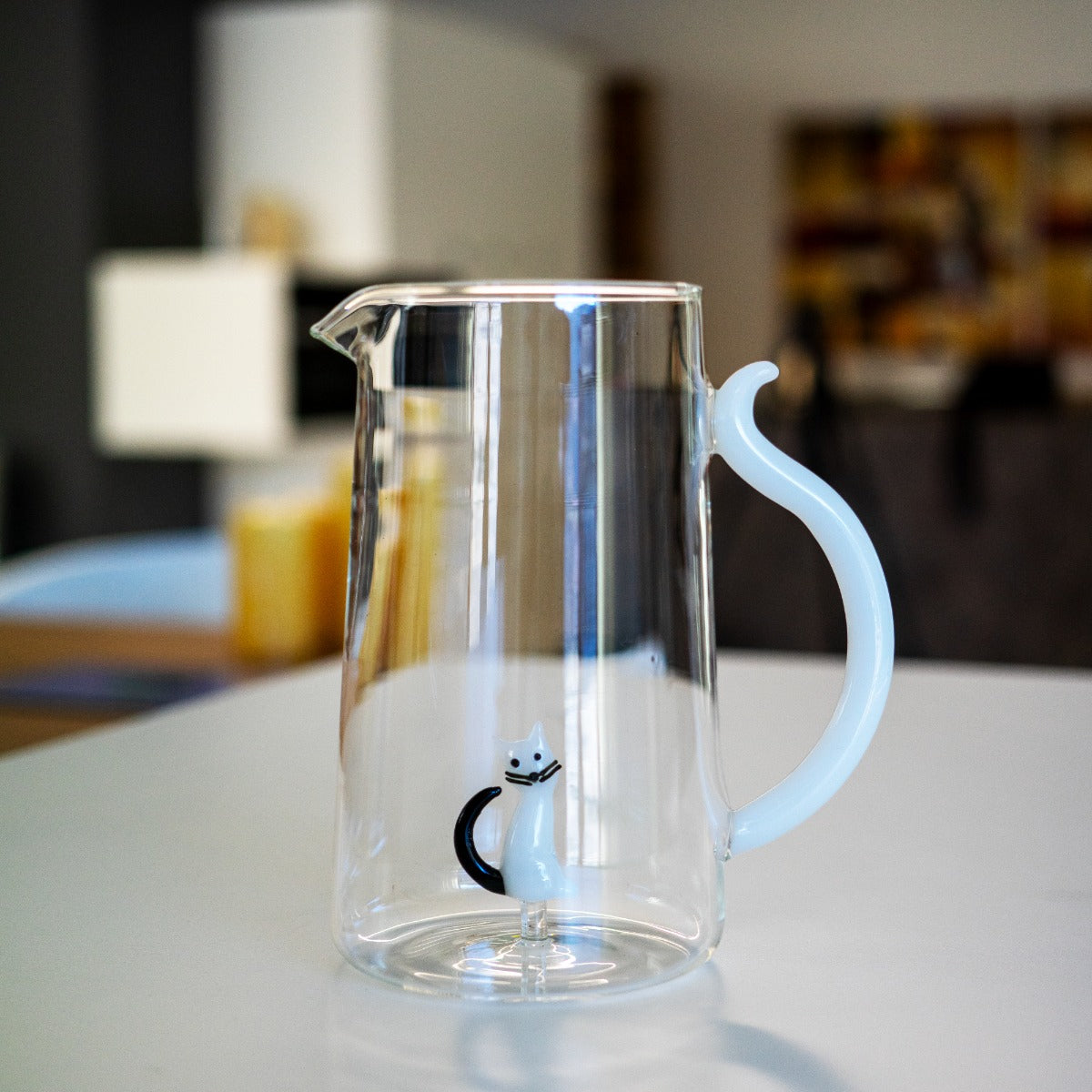 Caraffa in vetro borosilicato - 1,5L / Decoro Gatto