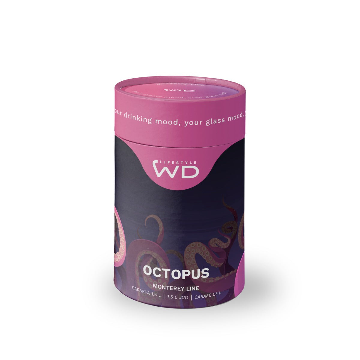 Caraffa in vetro borosilicato - 1,2L / Decoro Polipo