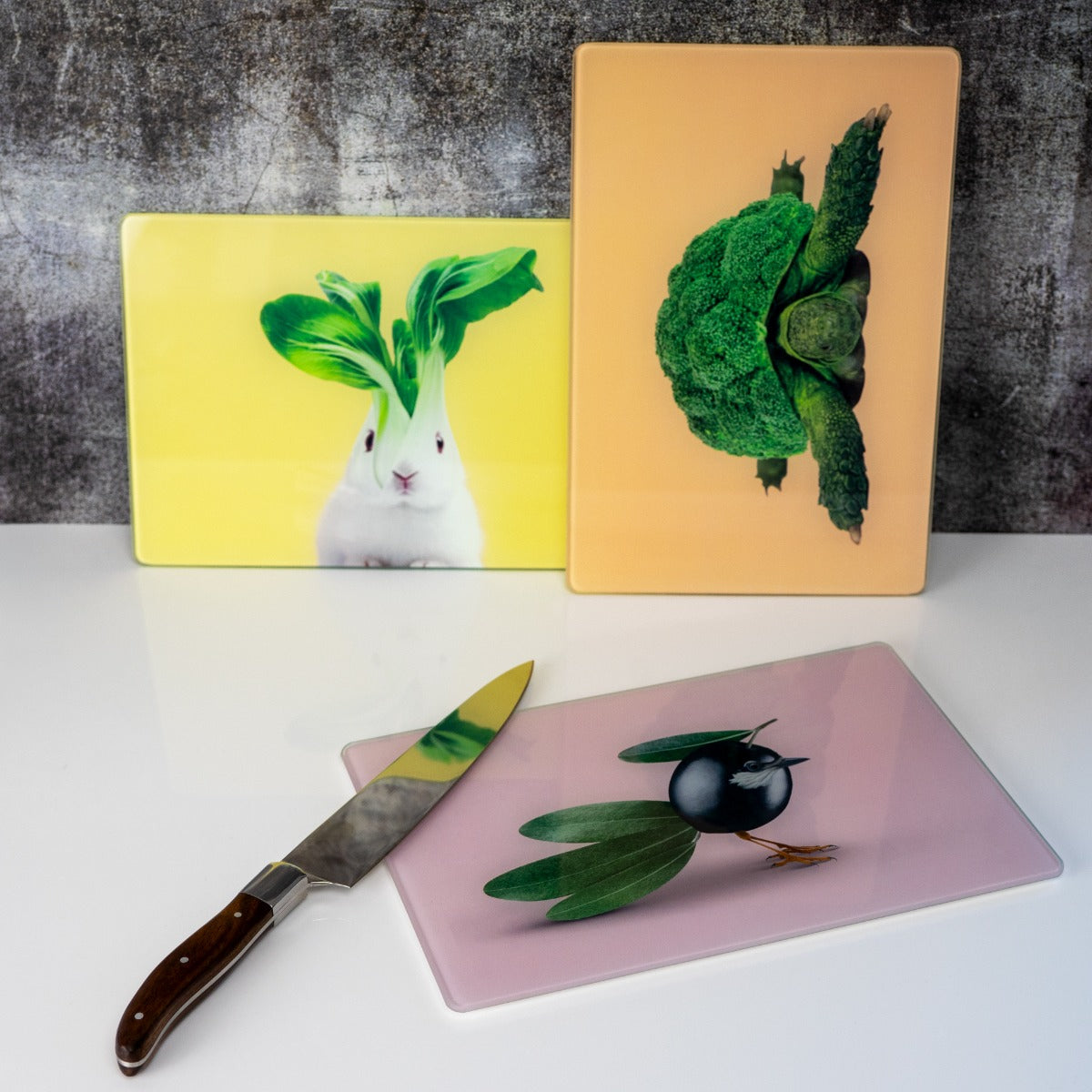 Wd Lifestyle Tagliere in vetro - 30x20cm / Decoro Oliva