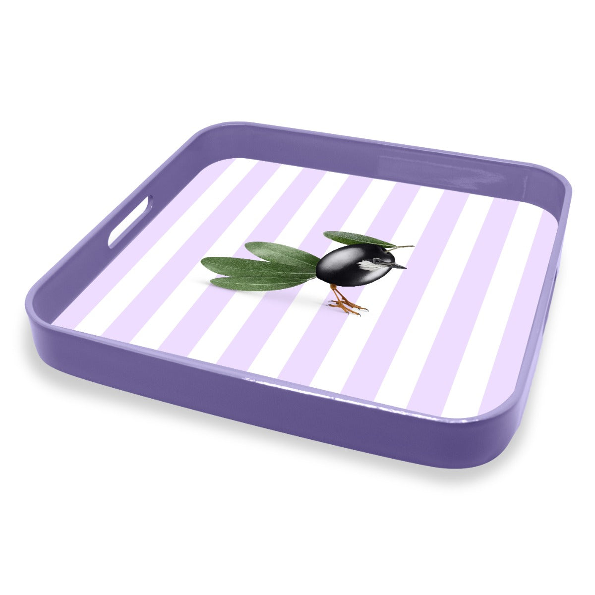 Vassoio quadrato - 34cm / Decoro Oliva Viola