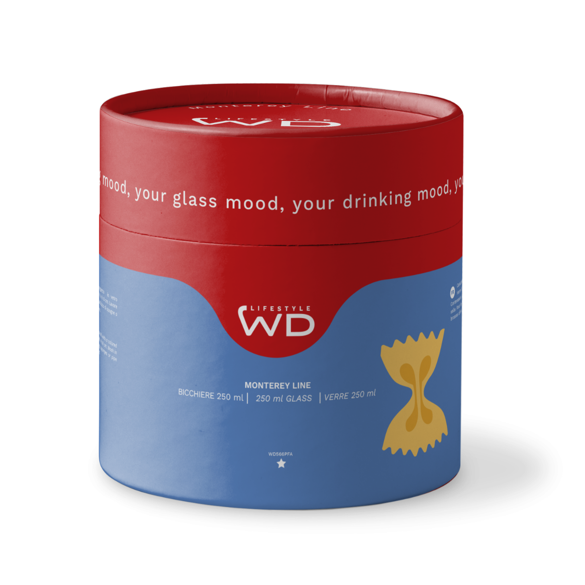 Bicchiere in vetro borosilicato - 250 ml / Decoro Pasta Farfalla