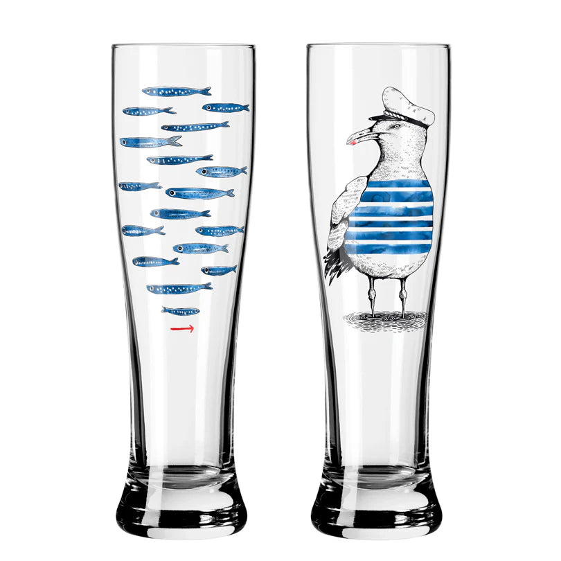 Confezione Bicchiere Birra "Pesci & Gabbiano"