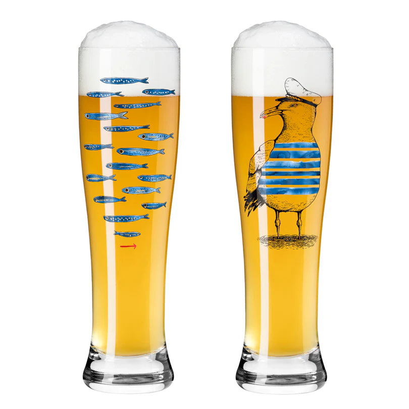 Confezione Bicchiere Birra "Pesci & Gabbiano"