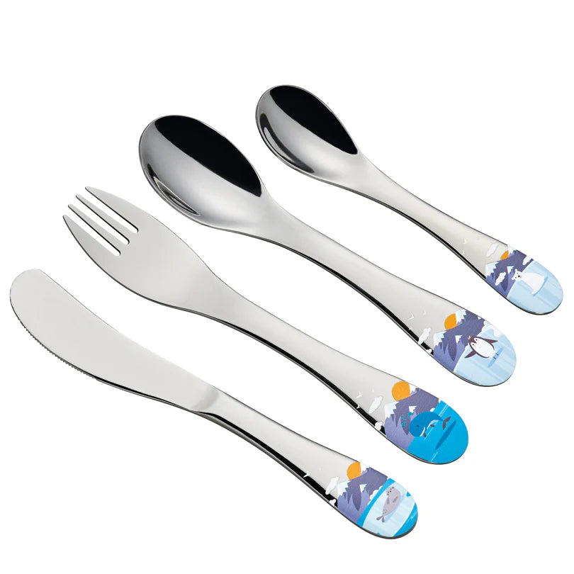 Set 4 Pezzi Posate per bambini "Seaworld" - Acciaio Inox