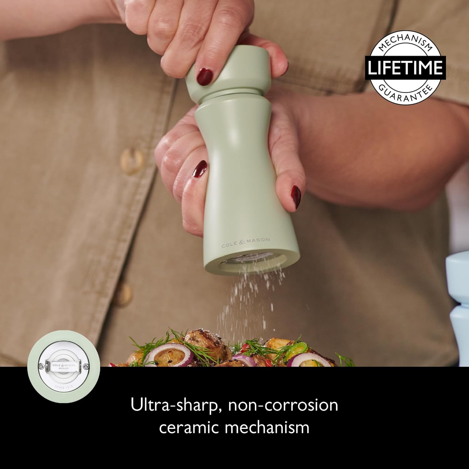 kenton salt-/pepper mill sage 15cm - macina in ceramica