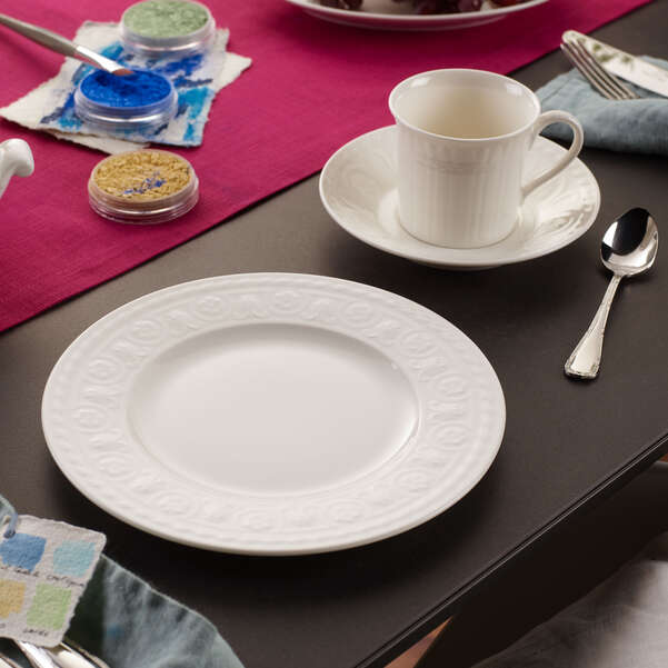 Cellini Piatto da dessert/ colazione in porcellana di colore bianco - 22 cm