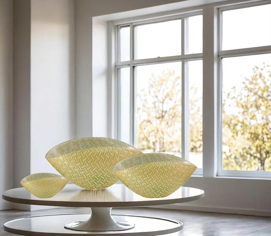 "Pattern" Centro tavola - 28 X 14 cm / Acqua Mare - Crema