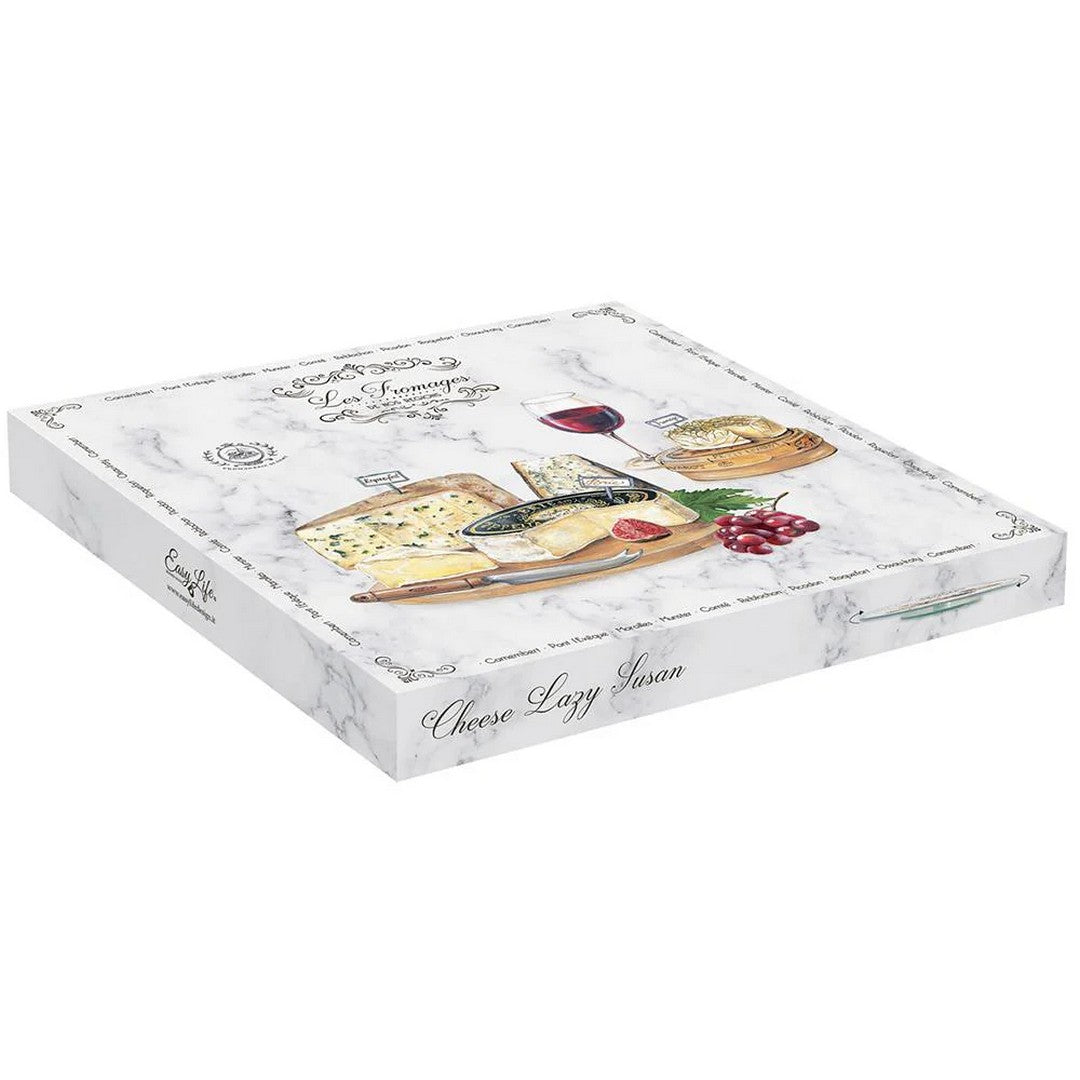 Easy Life Piatto tagliere da cucina girevole in vetro "Les Fromages"