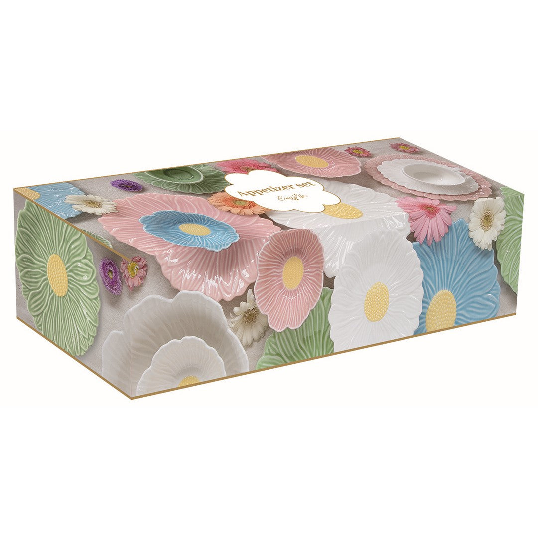 Easy Life Set di 3 ciotole DAISY su base di legno