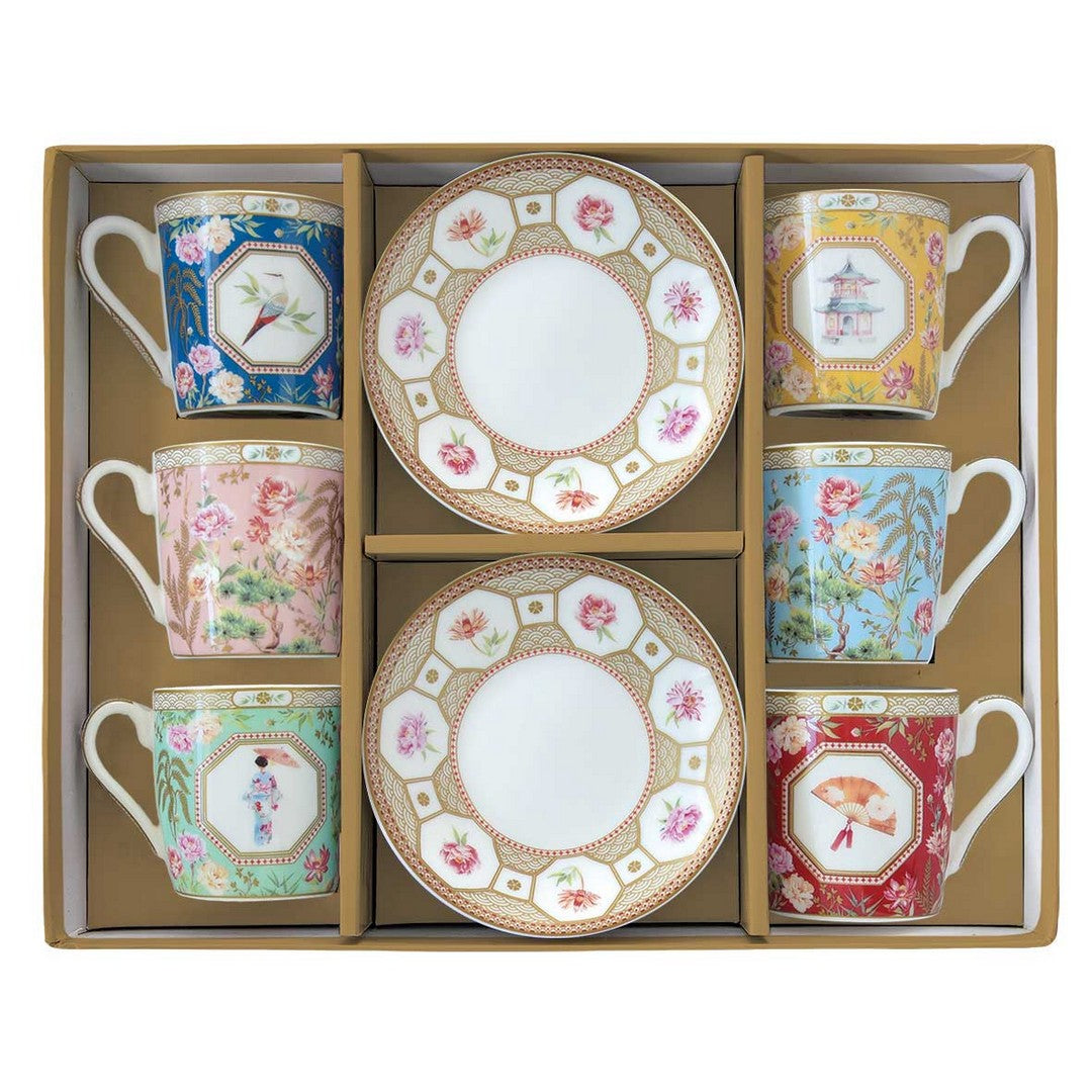Easy Life Set 6 Tazzine Espresso 100ml con piattini Jardins d'orient