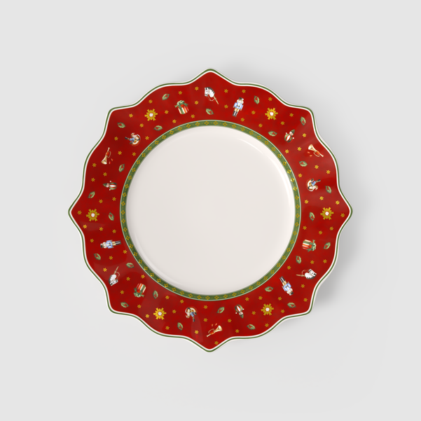 Toy's Delight Piatto piano  rosso, 28,4 cm, Premium Porcelain