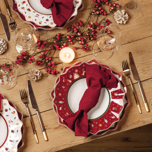 Toy's Delight Piatto piano  rosso, 28,4 cm, Premium Porcelain