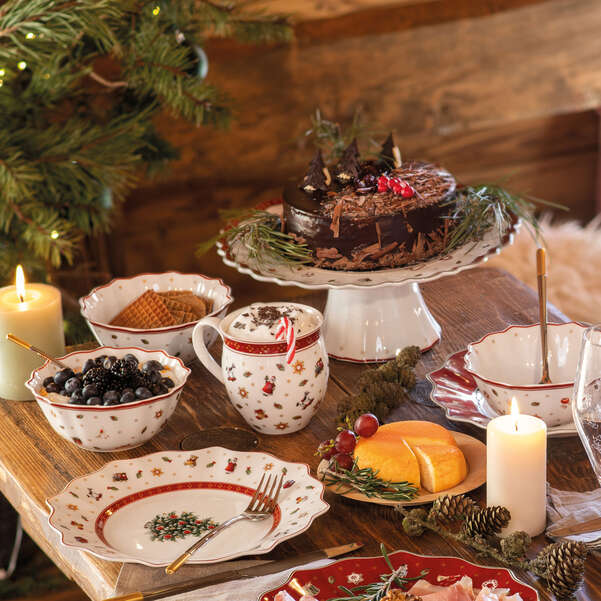 Toy's Delight Alzata per torte  rossa, Ø28 cm, Premium Porcelain