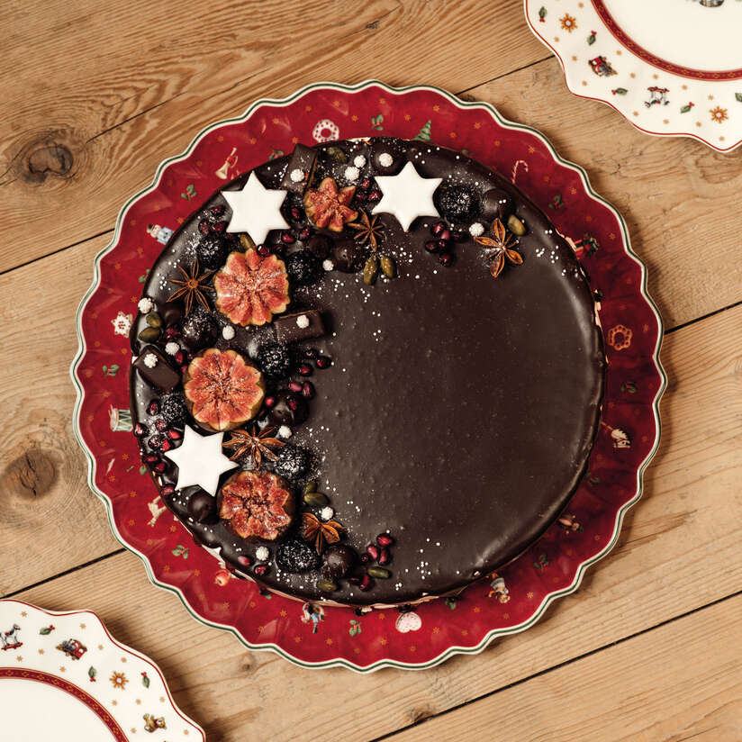 Toy's Delight Vassoio per dolci e torte  rosso, Ø33 cm, Premium Porcelain