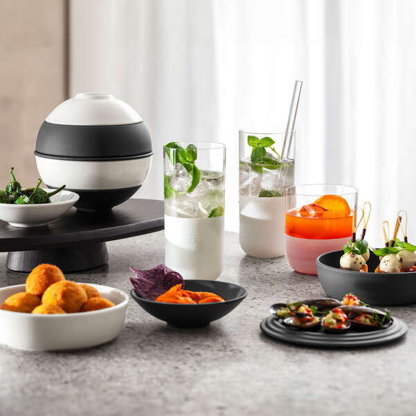 La petite Boule Set per l'aperitivo  nero, Premium Porcelain
