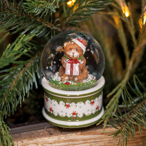 Christmas Toy's palla neve piccola orsetto multicolore, 6,5 x 6,5 x 9 cm