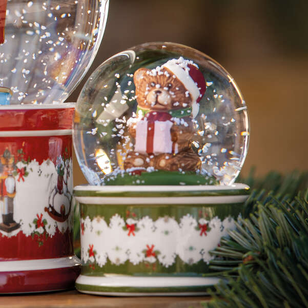 Christmas Toy's palla neve piccola orsetto multicolore, 6,5 x 6,5 x 9 cm