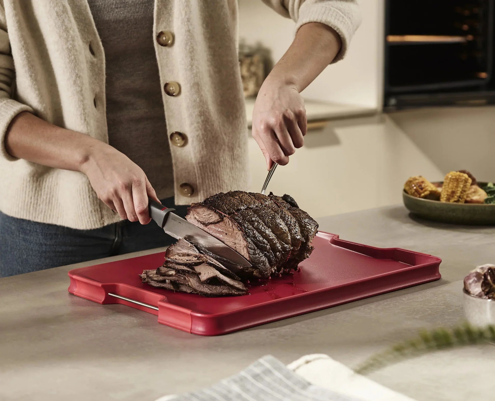Tagliere multifunzione rosso Cut&Carve™ Plus - LARGE