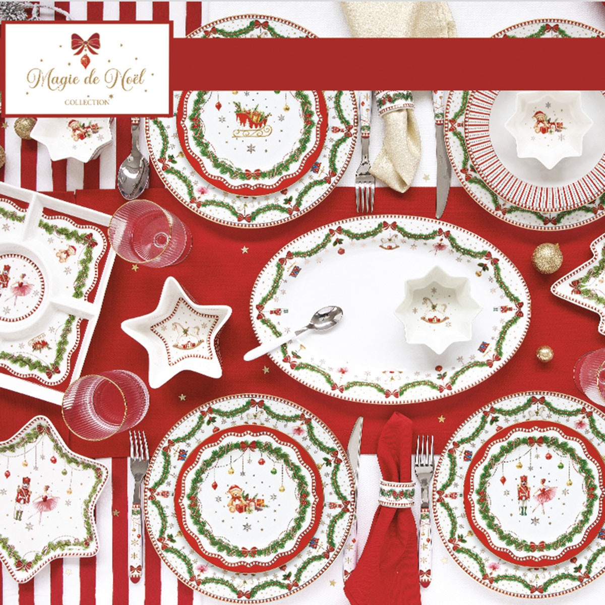 MAGIE NOEL VASSOIO DA PORTATA 35X15CM PORCELLANA