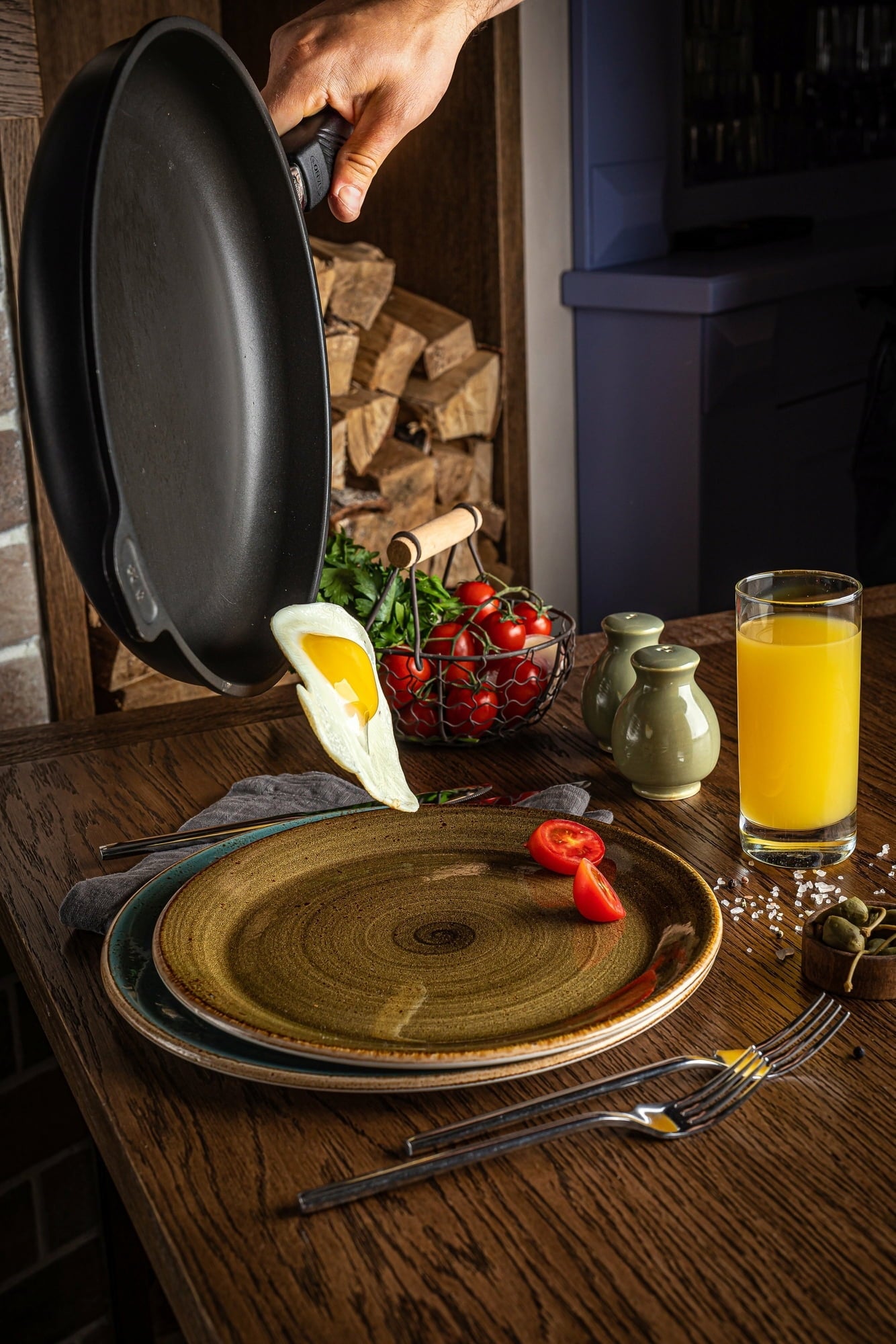 PADELLA BASSA - 20 CM - PER INDUZIONE CON MANICO RIMOVIBILE