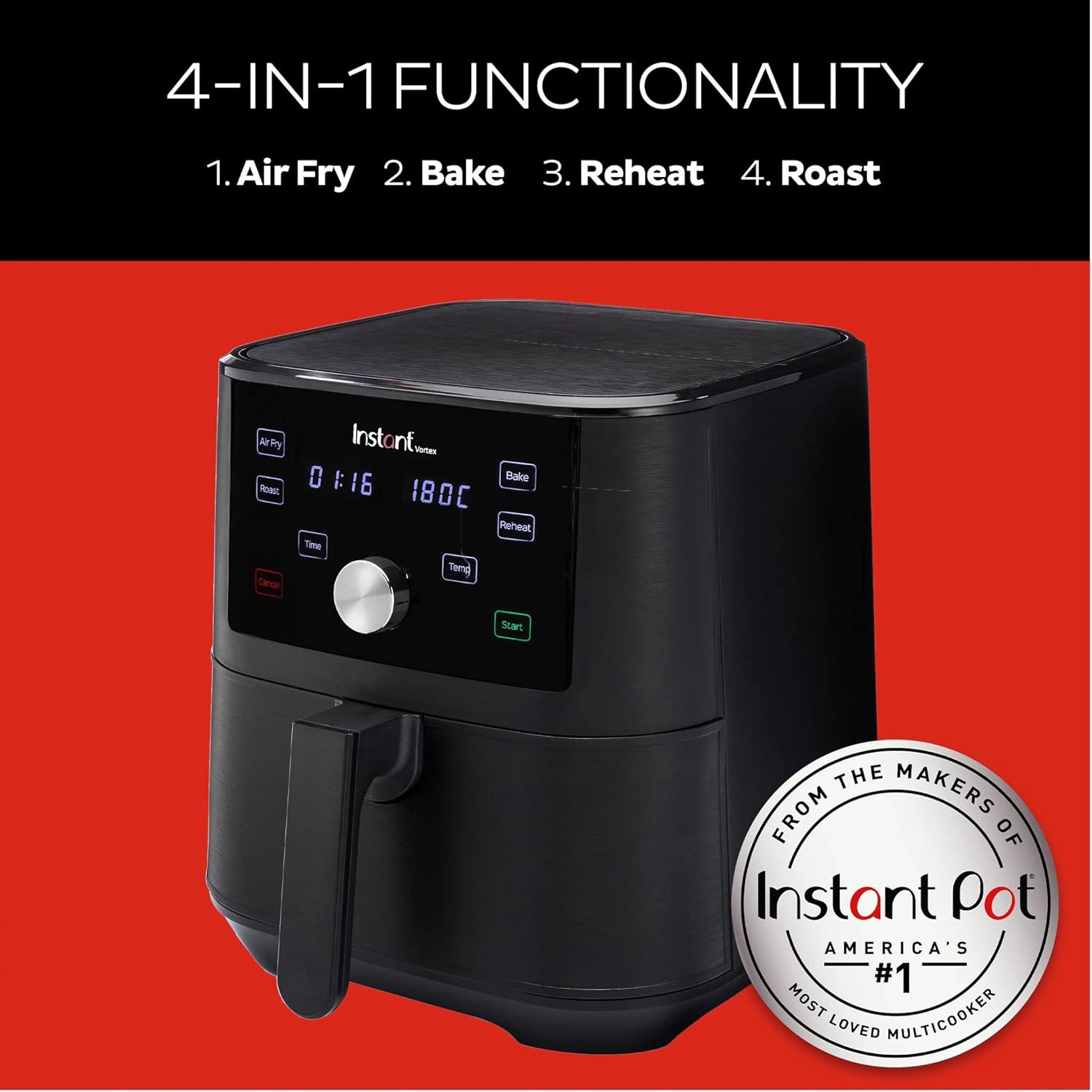 Friggitrice ad aria calda Vortex 4 in 1, 1700 W, 5,7 Litri