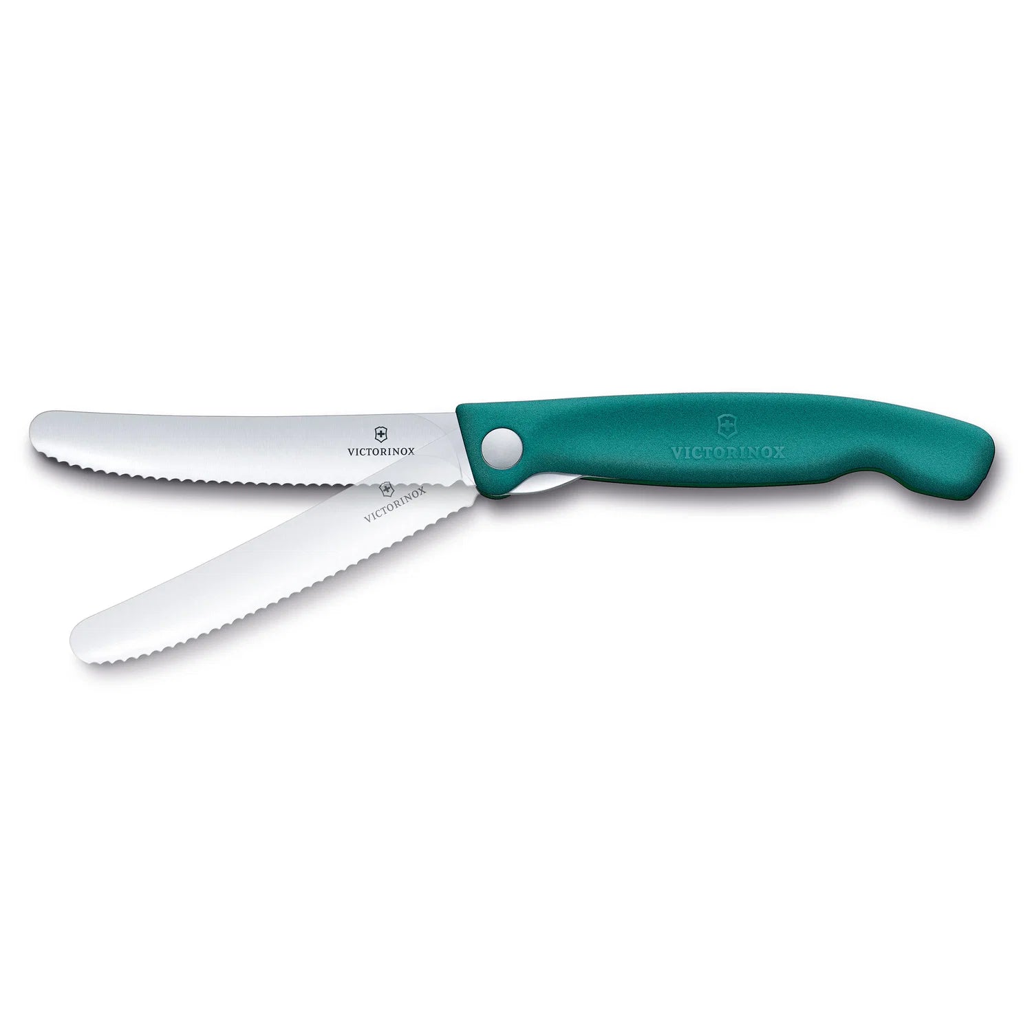Coltello tavola ondulato pieghevole verde in blister - Swiss Classic